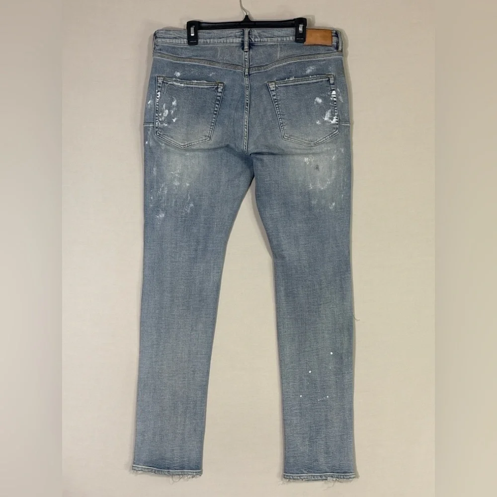 Purple Brand P001 Light Wash Paint Splatter Skinny Jeans 36